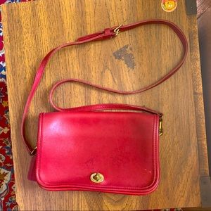 Vintage Red Coach Crossbody Purse Style 9755